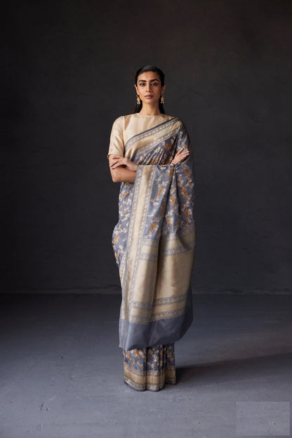 Aaryahi Panthera Banarasi Soft Silk Saree – Heritage Animal Motif Weave