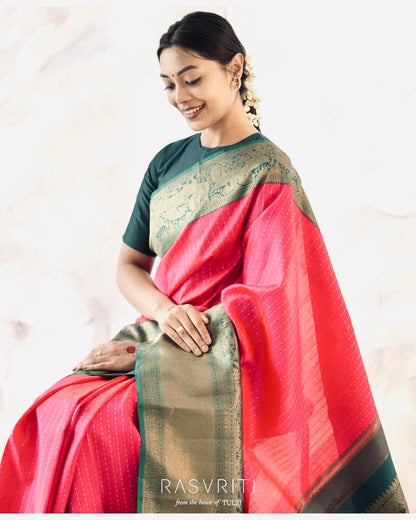 Rasvriti Heritage Grace Banarasi Soft Silk Saree – The Essence of Eternal Elegance