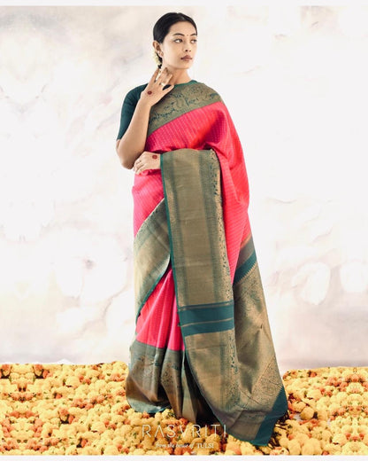Rasvriti Heritage Grace Banarasi Soft Silk Saree – The Essence of Eternal Elegance