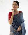 Elegant Navy Blue Banarasi Soft Silk Saree with Golden Zari Weaving