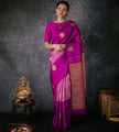 Royal Magenta Banarasi Soft Silk Saree with Golden Zari Weaving