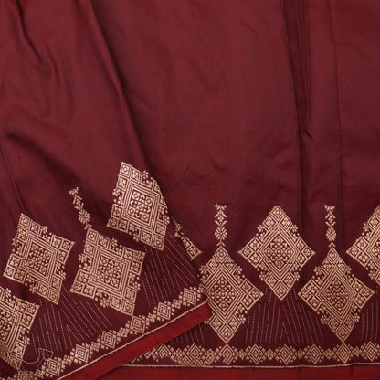Maroon Banarasi Soft Silk Saree with Rich Zari Weaving & Traditional Geometric Design