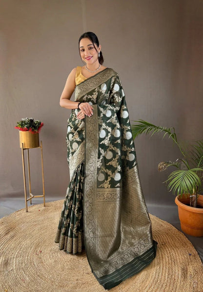 Premium Banarasi Soft Silk Sarees – Gold, Wine, Sea Green, Maroon, Bottle Green & Black Collection