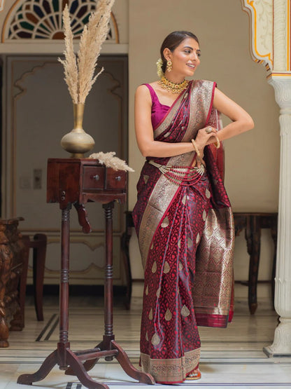 Elegant Banarasi Soft Silk Saree Collection with Gold & Silver Zari Weaving – Royal Green, Teal Blue & Maroon Shades
