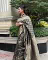 Elegant Black & Gold Banarasi Soft Silk Saree with Intricate Zari Weaving – Timeless Festive Edition