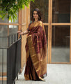 Maroon Majesty Banarasi Soft Silk Saree with Golden Zari Weaving
