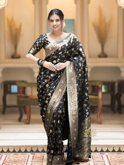 Banarasi Silk Saree Collection with Intricate Zari Weaving — Timeless Heritage in Six Regal Shades