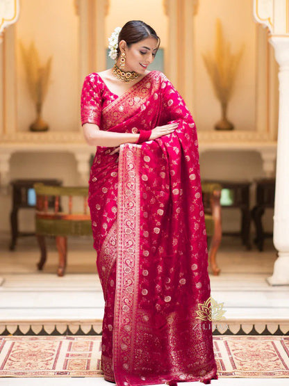 Banarasi Silk Saree Collection with Intricate Zari Weaving — Timeless Heritage in Six Regal Shades