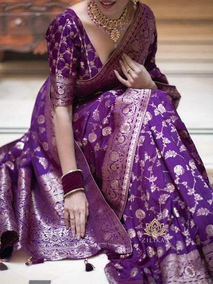 Banarasi Silk Saree Collection with Intricate Zari Weaving — Timeless Heritage in Six Regal Shades