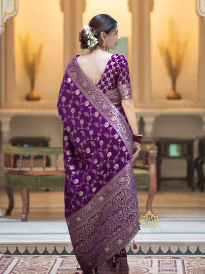 Banarasi Silk Saree Collection with Intricate Zari Weaving — Timeless Heritage in Six Regal Shades