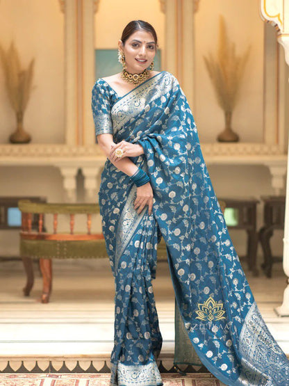 Banarasi Silk Saree Collection with Intricate Zari Weaving — Timeless Heritage in Six Regal Shades