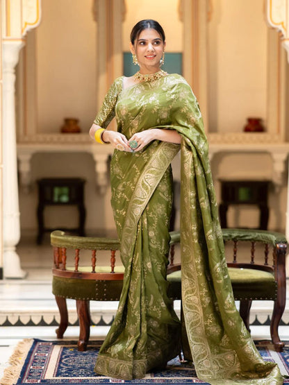 Banarasi Katan Silk Saree Collection with Handwoven Zari Work — 8 Royal Shades of Elegance