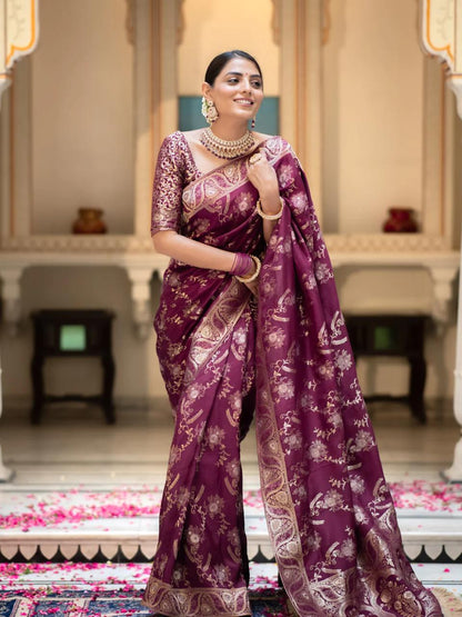 Banarasi Katan Silk Saree Collection with Handwoven Zari Work — 8 Royal Shades of Elegance