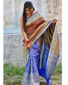 Royal Blue & Maroon Banarasi Silk Saree with Dual Tone Zari Weaving