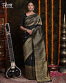 Regal Black & Gold Banarasi Silk Saree with Exquisite Zari Weaving Work