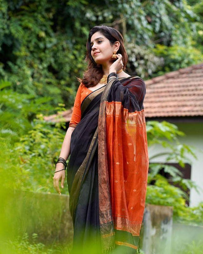 Contrast Border Handwoven Soft Silk Saree Collection