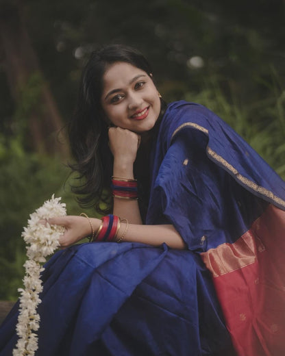 Contrast Border Handwoven Soft Silk Saree Collection