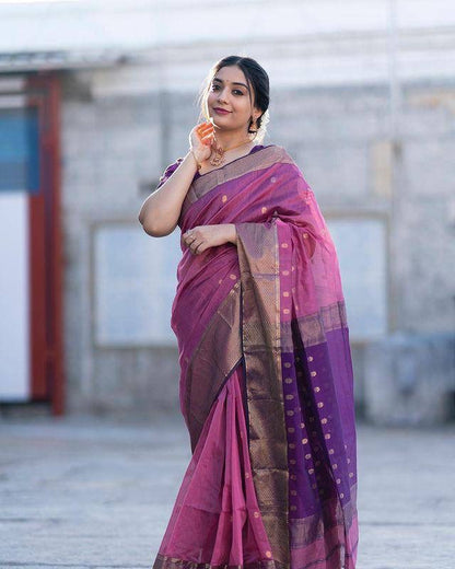 Contrast Border Handwoven Soft Silk Saree Collection