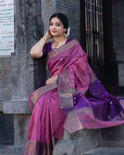 Contrast Border Handwoven Soft Silk Saree Collection