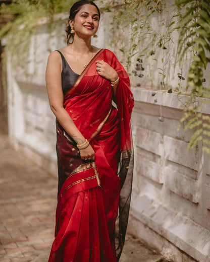 Contrast Border Handwoven Soft Silk Saree Collection