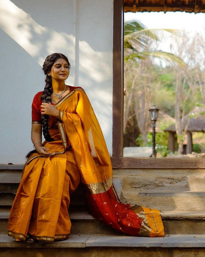 Contrast Border Handwoven Soft Silk Saree Collection