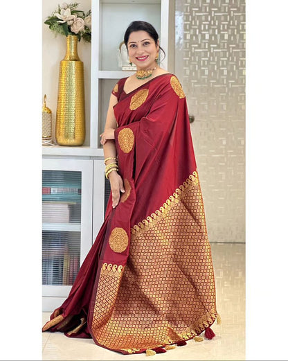 Golden Butta Handwoven Soft Silk Saree Collection