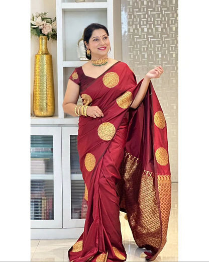 Golden Butta Handwoven Soft Silk Saree Collection