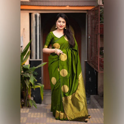 Golden Butta Handwoven Soft Silk Saree Collection
