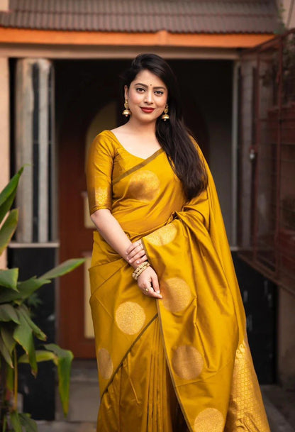 Golden Butta Handwoven Soft Silk Saree Collection