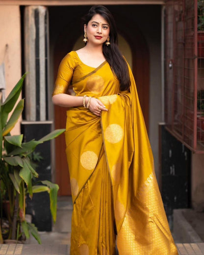 Golden Butta Handwoven Soft Silk Saree Collection