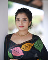 Graceful Dual-Tone Leaf Print Saree Collection – Elegant Black & Serene White