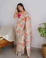 Floral Banarasi Soft Silk Saree – Elegant Pastel & Bold Tones
