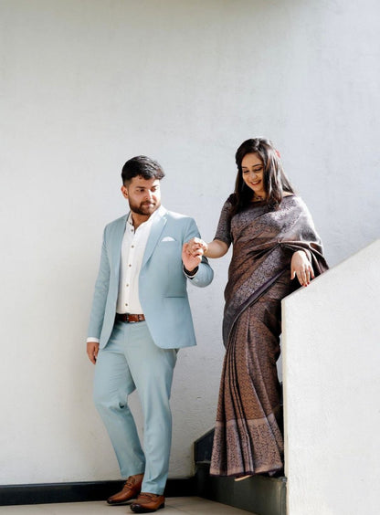 Royal Violet Silk Saree with Intricate Zari Weaving Elegance