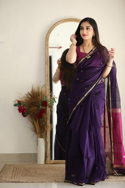 Traditional Handwoven South Silk Saree with Contrast Pallu
