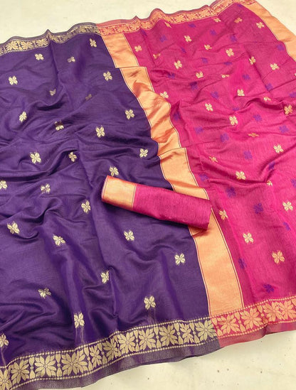 Traditional Handwoven South Silk Saree with Contrast Pallu