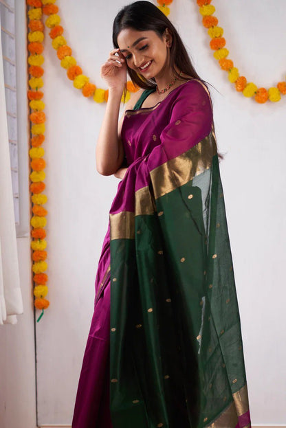 Traditional Handwoven South Silk Saree with Contrast Pallu