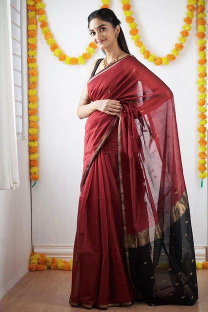 Traditional Handwoven South Silk Saree with Contrast Pallu