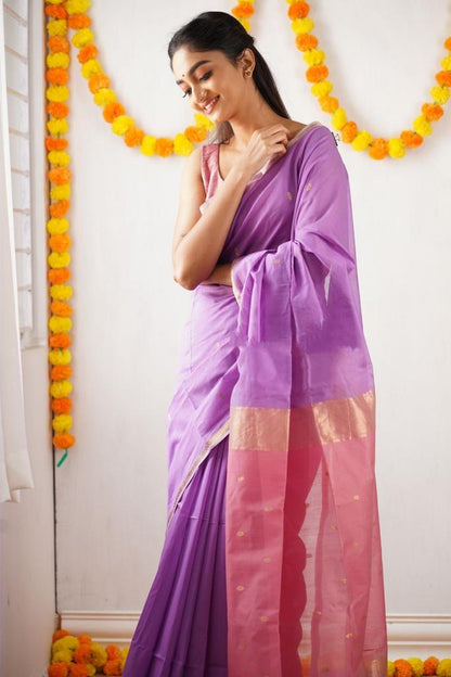 Traditional Handwoven South Silk Saree with Contrast Pallu