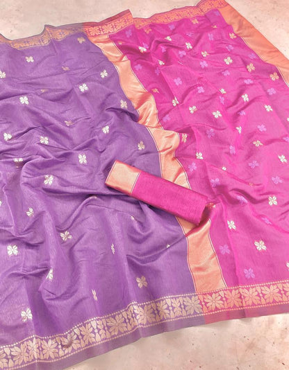 Traditional Handwoven South Silk Saree with Contrast Pallu