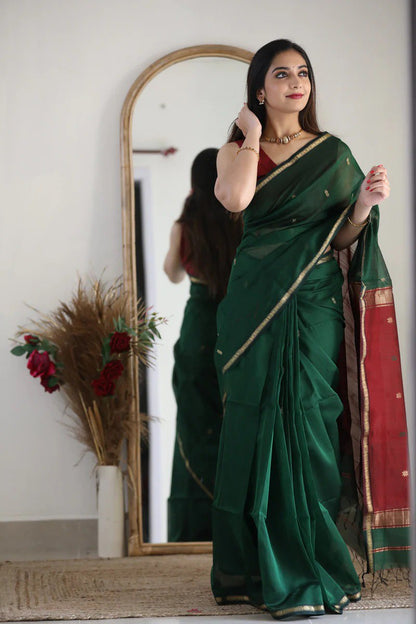 Traditional Handwoven South Silk Saree with Contrast Pallu