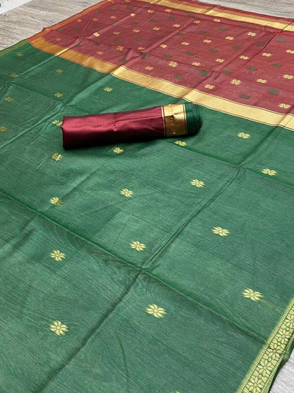 Traditional Handwoven South Silk Saree with Contrast Pallu