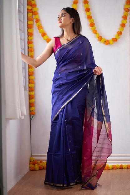 Traditional Handwoven South Silk Saree with Contrast Pallu