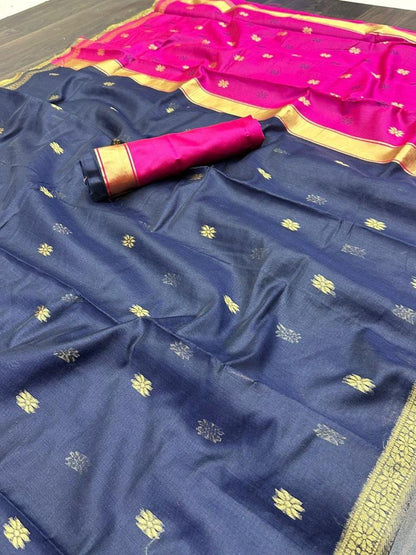 Traditional Handwoven South Silk Saree with Contrast Pallu