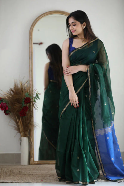 Traditional Handwoven South Silk Saree with Contrast Pallu
