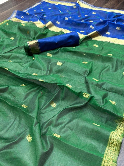 Traditional Handwoven South Silk Saree with Contrast Pallu
