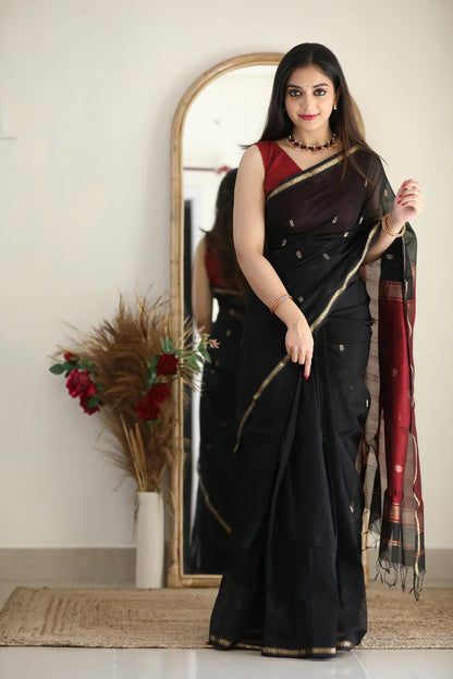 Traditional Handwoven South Silk Saree with Contrast Pallu