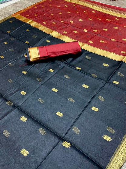 Traditional Handwoven South Silk Saree with Contrast Pallu