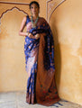 Royal Blue Banarasi Silk Saree with Copper Zari Weaving