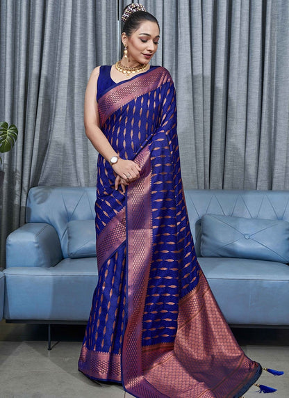 Majestic Banarasi Soft Silk Saree with Copper Zari Weaving Elegance