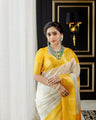 Golden Radiance Banarasi Silk Saree with Ivory Zari Border